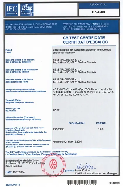 Certifikát pre istič RX 10